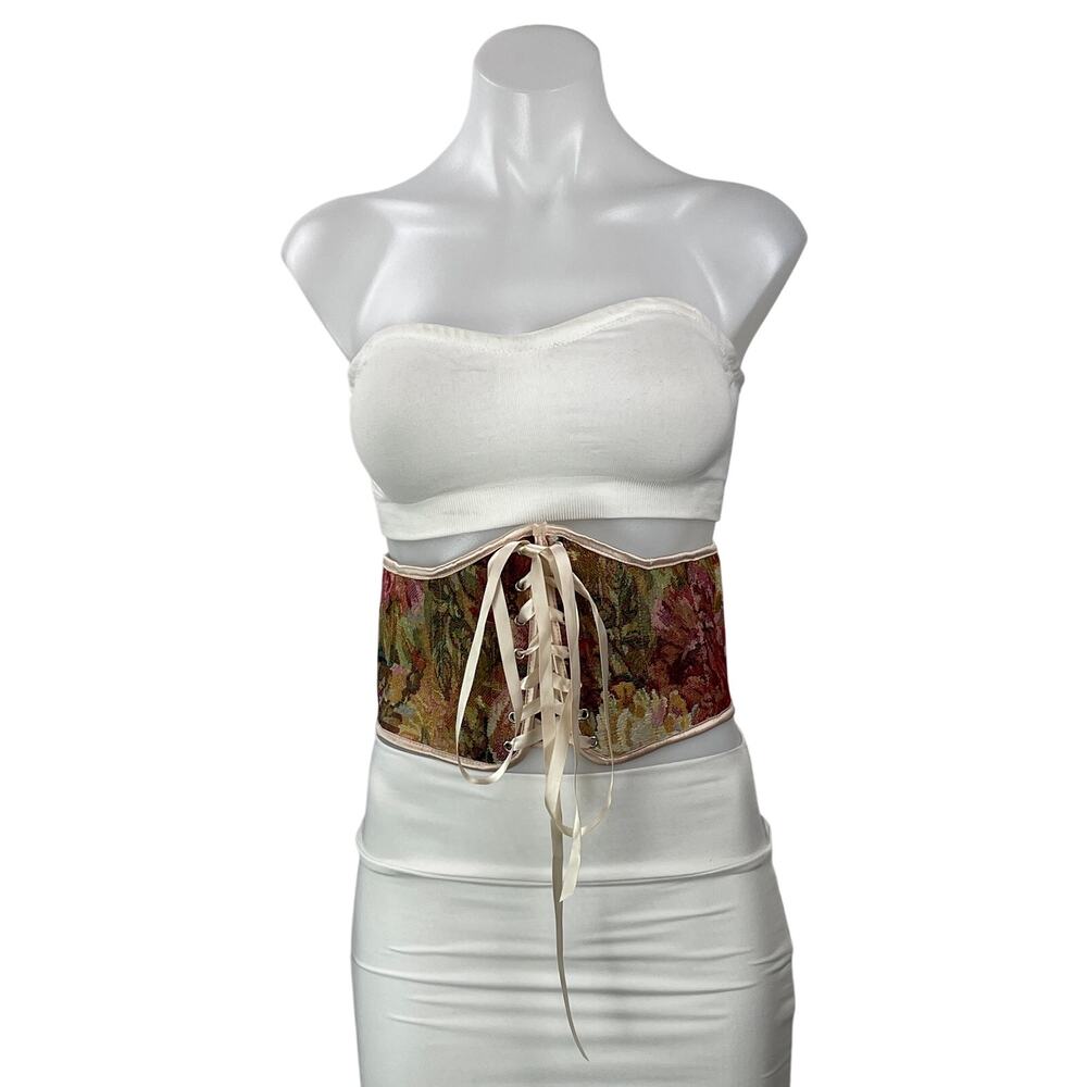 NEW Scarlet Darkness Multicolor Floral Lace Up Strapless Underbust Corset Size S